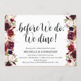 Invitación La cena rústica del ensayo de la boda de Borgoña