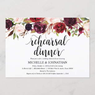 Invitación La cena rústica del ensayo de la boda de Borgoña