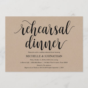 Invitación La cena rústica del ensayo de la boda de Kraft