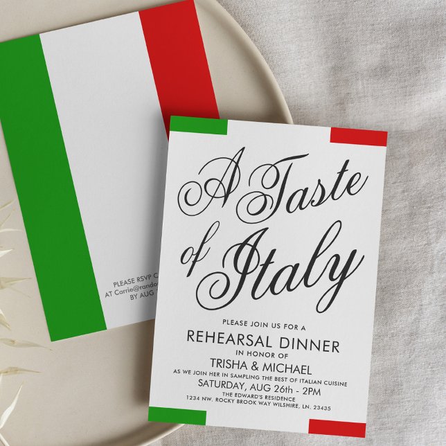 Invitación La cena temática italiana del ensayo de la cena el (Subido por el creador)