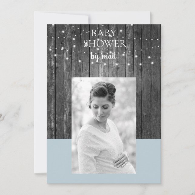 Invitación La cerca de madera ilumina Baby Shower por correo  (Anverso)