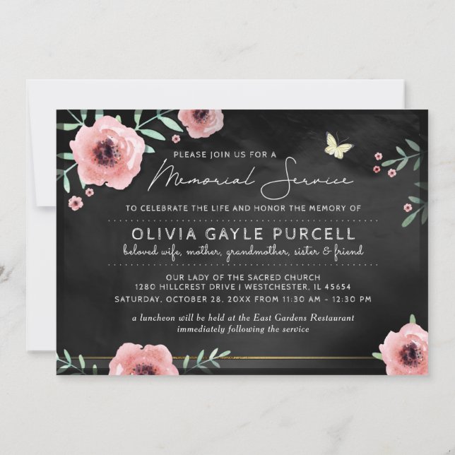 Invitación La ceremonia conmemorativa invita a rosa y a (Reverso)