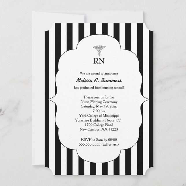 Invitación La ceremonia de puño de la enfermera RN invita a l (Anverso)