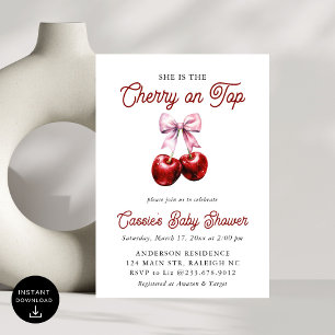 Invitación La cereza moderna sobre el Baby Shower de la cerez