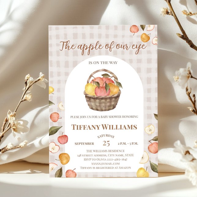Invitación La cesta de Apple of Our Eye cae en Baby Shower (The apple of our eye autumn fall baby shower rustic invitation )