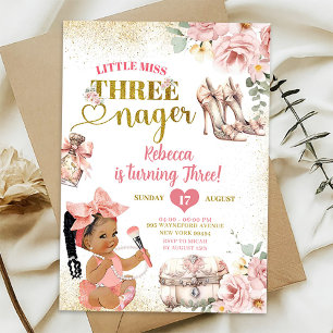 Invitación La Chica africana Little Miss Threenager Tercer Cu