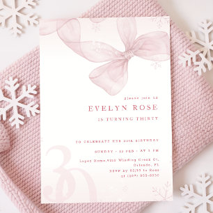 Invitación La chica del copo de nieve de invierno con lazo ro