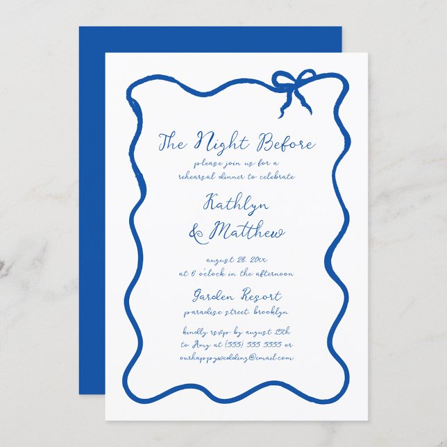 Invitación La cinta de dibujo a mano azul francés la noche an (Subido por el creador)