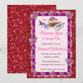 Invitación La cinta roja Purpurina roja de la princesa real c