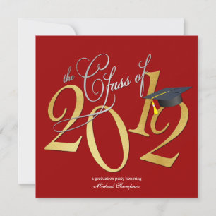 Invitación La clase enrrollada de 2012 invita (rojo/el oro)