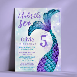 Invitación La cola de la sirena en morado + cumpleaños de col