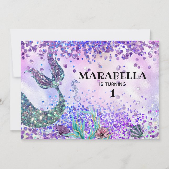 Invitación *~* La cola de la sirena - Fiesta de cumpleaños ar (Anverso)