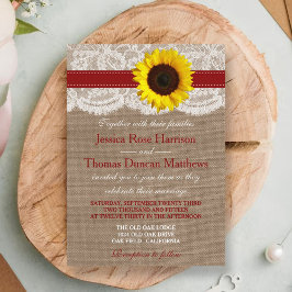 Invitación La colección de Bodas de girasol rústico - Rojo