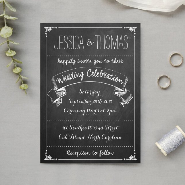 Invitación La colección de Bodas de Typography Chalkboard (Subido por el creador)