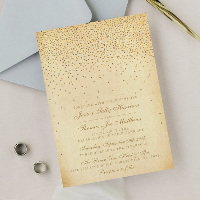 Invitación La colección de Bodas Glam Gold Confetti (Subido por el creador)