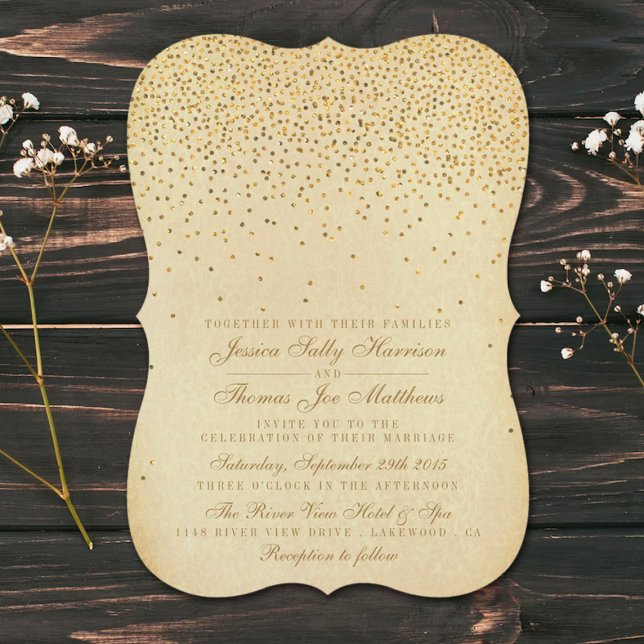 Invitación La colección de Bodas Glam Gold Confetti (Subido por el creador)
