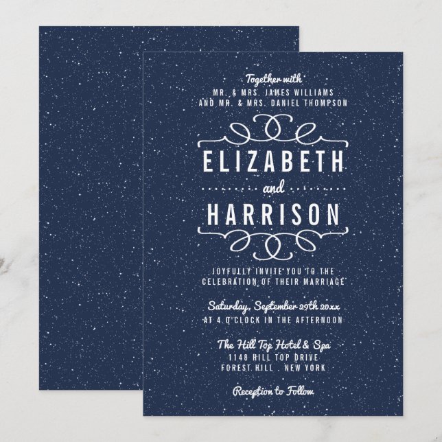 Invitación La colección de Bodas nocturnos estrellados (Anverso / Reverso)
