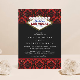 Invitación La colección de Bodas Purpurinas Damask Las Vegas