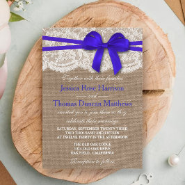 Invitación La colección de Bodas Rustic Blue Bow