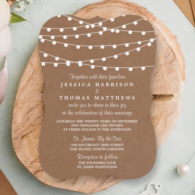 Invitación La colección de Bodas Rustic Kraft Lights (Subido por el creador)
