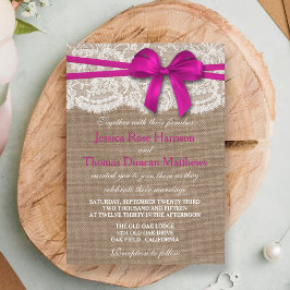 Invitación La colección de Bodas Rustic Pink Bow