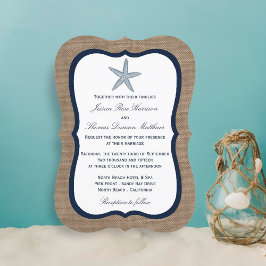 Invitación La colección de bodas Starfish Burlap Beach de la 