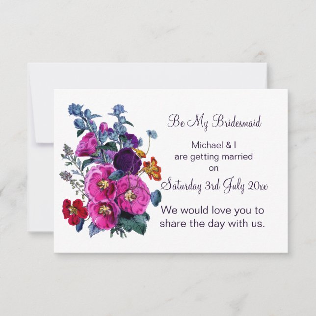 Invitación La colección Hollyhocks será mi dama de honor (Anverso)