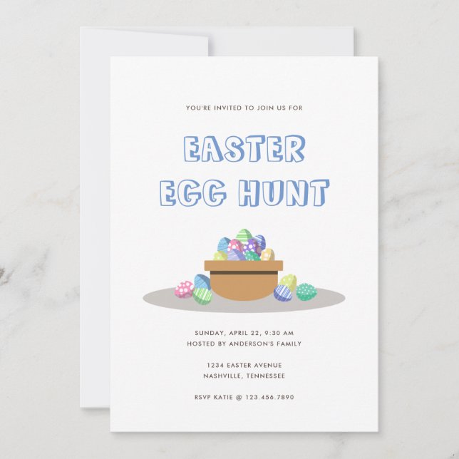 Invitación La colorida caza moderna de huevos de Pascua (Anverso)