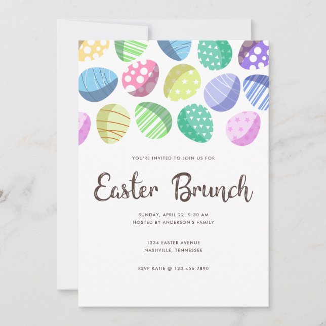 Invitación La colorida caza moderna de huevos de Pascua (Anverso)