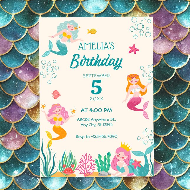 Invitación La colorida sirena bajo el mar (Subido por el creador)