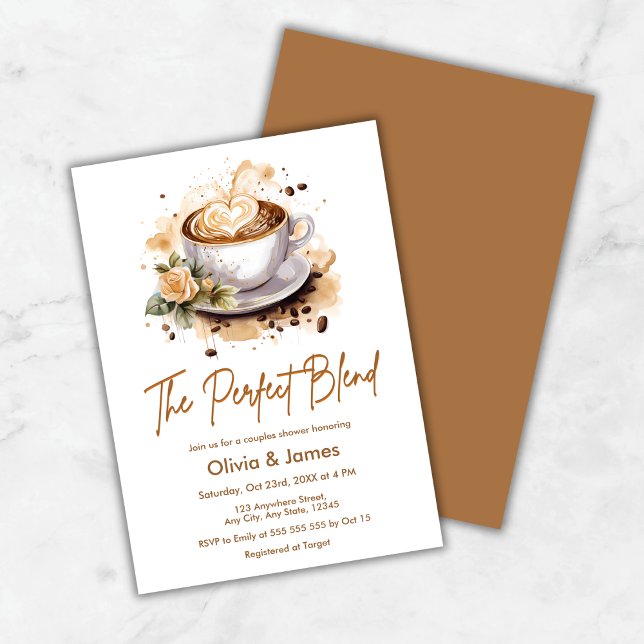 Invitación La Combinación Perfecta de Café para la Ducha de B (The Perfect Blend Coffee Wedding Couples Shower Invitation )