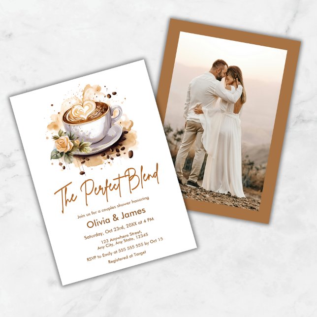 Invitación La Combinación Perfecta de Fotos para la Despedida (The Perfect Blend Coffee Photo Wedding Couples Shower Invitation )