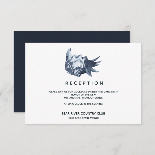 Invitación La concha azul | Alojamiento de la recepción de bo (Anverso / Reverso)