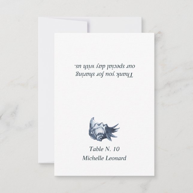 Invitación La concha azul | Lugar de mesa de Boda náutico (Anverso)