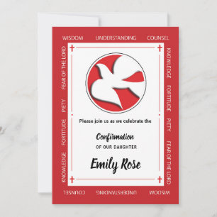 Invitación La confirmación de la hija es roja con la invitaci