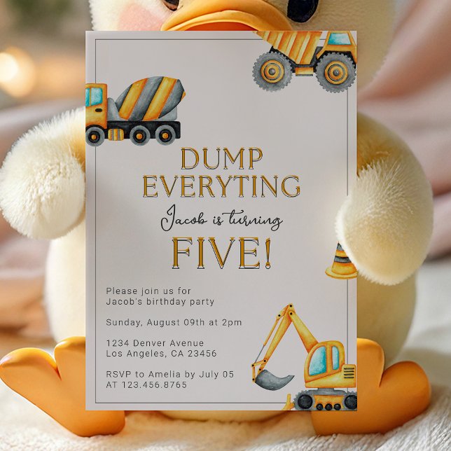 Invitación La construcción vació todo 5º cumpleaños (Subido por el creador)