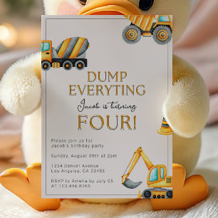 Invitación La construcción vació todo el cuarto cumpleaños