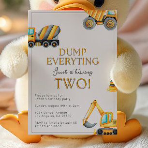 Invitación La construcción vació todo el segundo cumpleaños