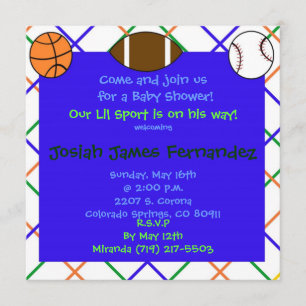 Invitación la copia sports4, viene unirse a nos para un bebé