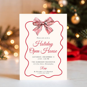 Invitación La Coqueta Lazo de Navidad Fiesta de Apertura en C