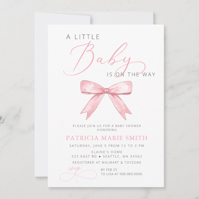 Invitación La Coqueta Pequeña Está En Camino De Baby Shower B (Anverso)