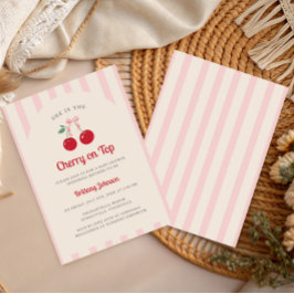 Invitación La Coquette Cherry Retro en Baby Shower Top Chica