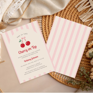 Invitación La Coquette Cherry Retro en Baby Shower Top Chica
