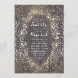 Invitación La corona de aliento del bebé dorado | Boda rústic