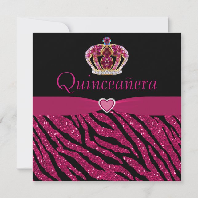 Invitación La corona de la princesa quinceañera, el Purpurina (Anverso)