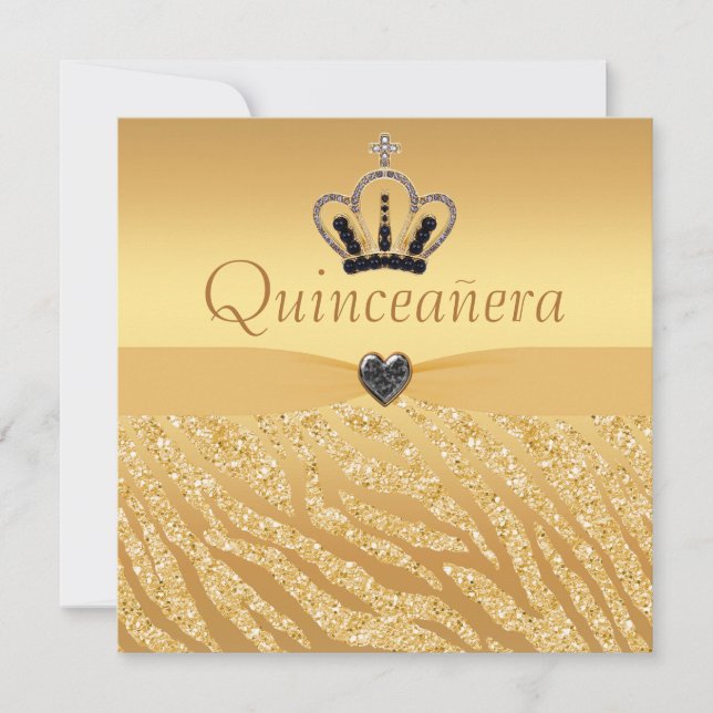 Invitación La corona de la princesa quinceañera, el Purpurina (Anverso)