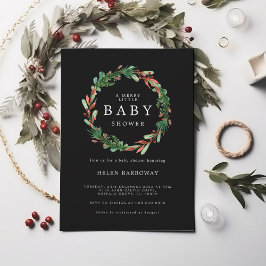 Invitación La corona de navidades en Baby Shower negro