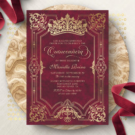 Invitación La Corona Roja Tiara Elegante Quinceanera