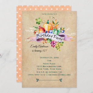 Invitación La cosecha del otoño enciende cumpleaños