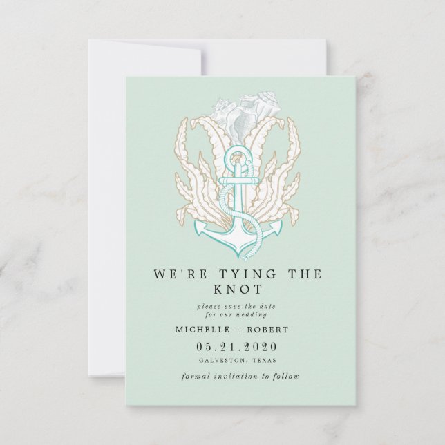 Invitación La costa costera elegante Photo Save the Date (Anverso)